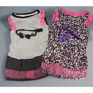 JDIYMI Pet / Dog Clothes 2 Dresses 2 Collar Set Sz L New